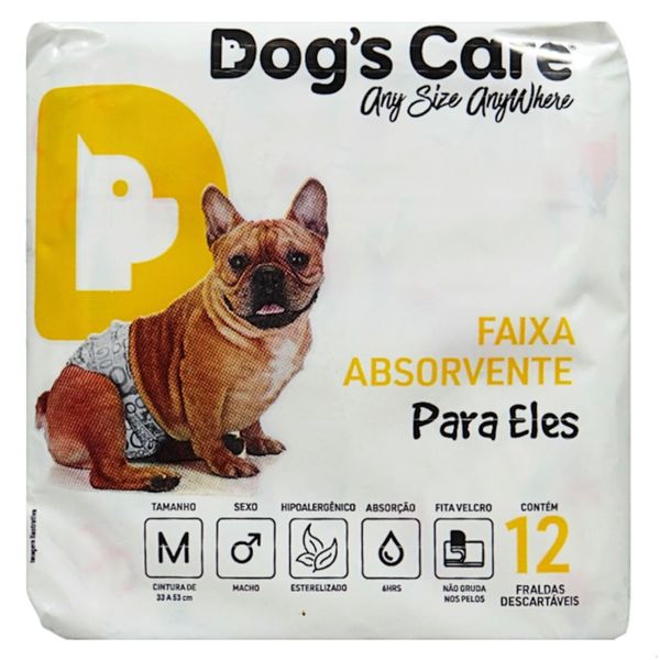 FRALDA HIGIÊNICA DESCARTÁVEL DOGS CARE M 12 UN PARA CÃES MACHOS